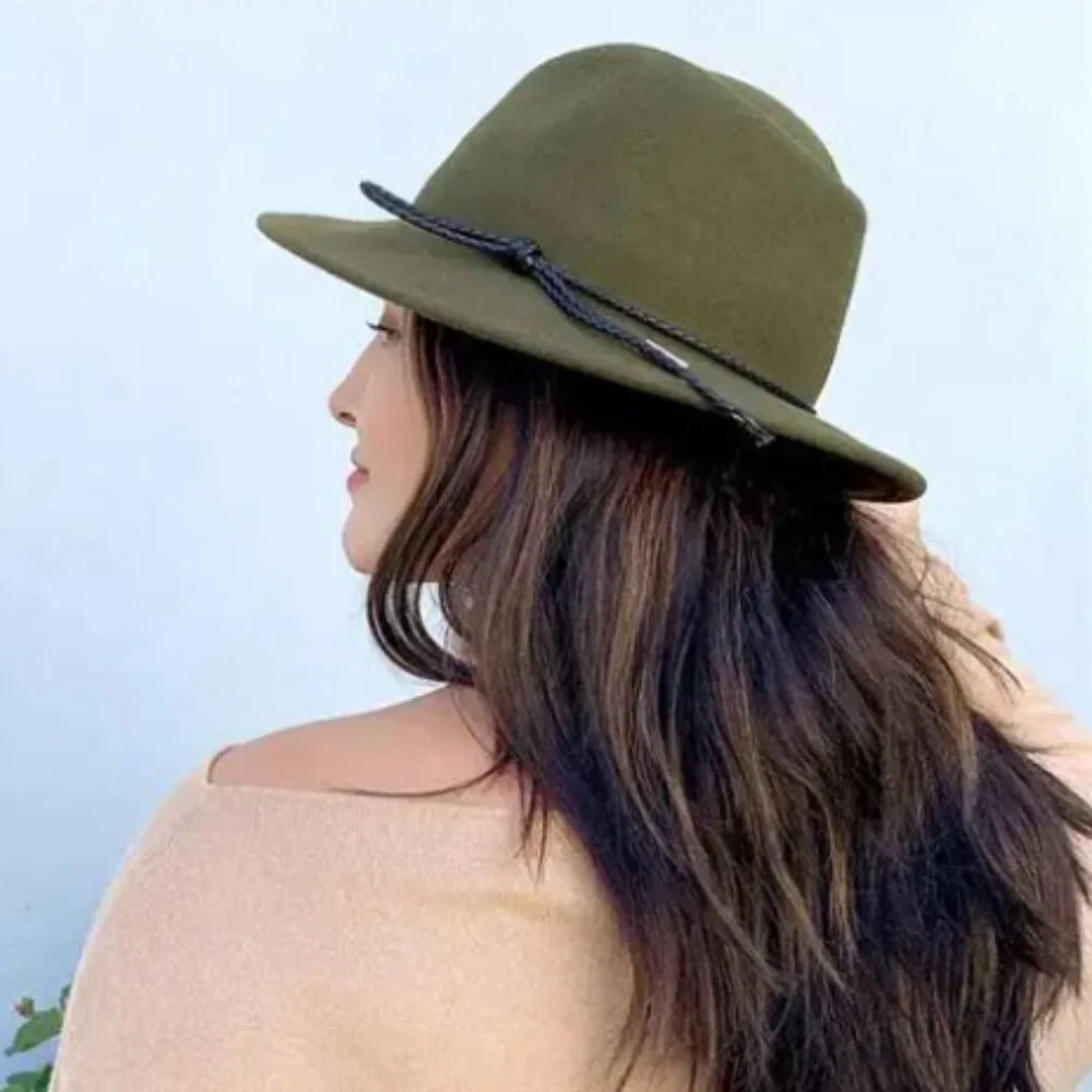 summer & rose Women's 100% Wool Fedora‎ One Size Olive Green